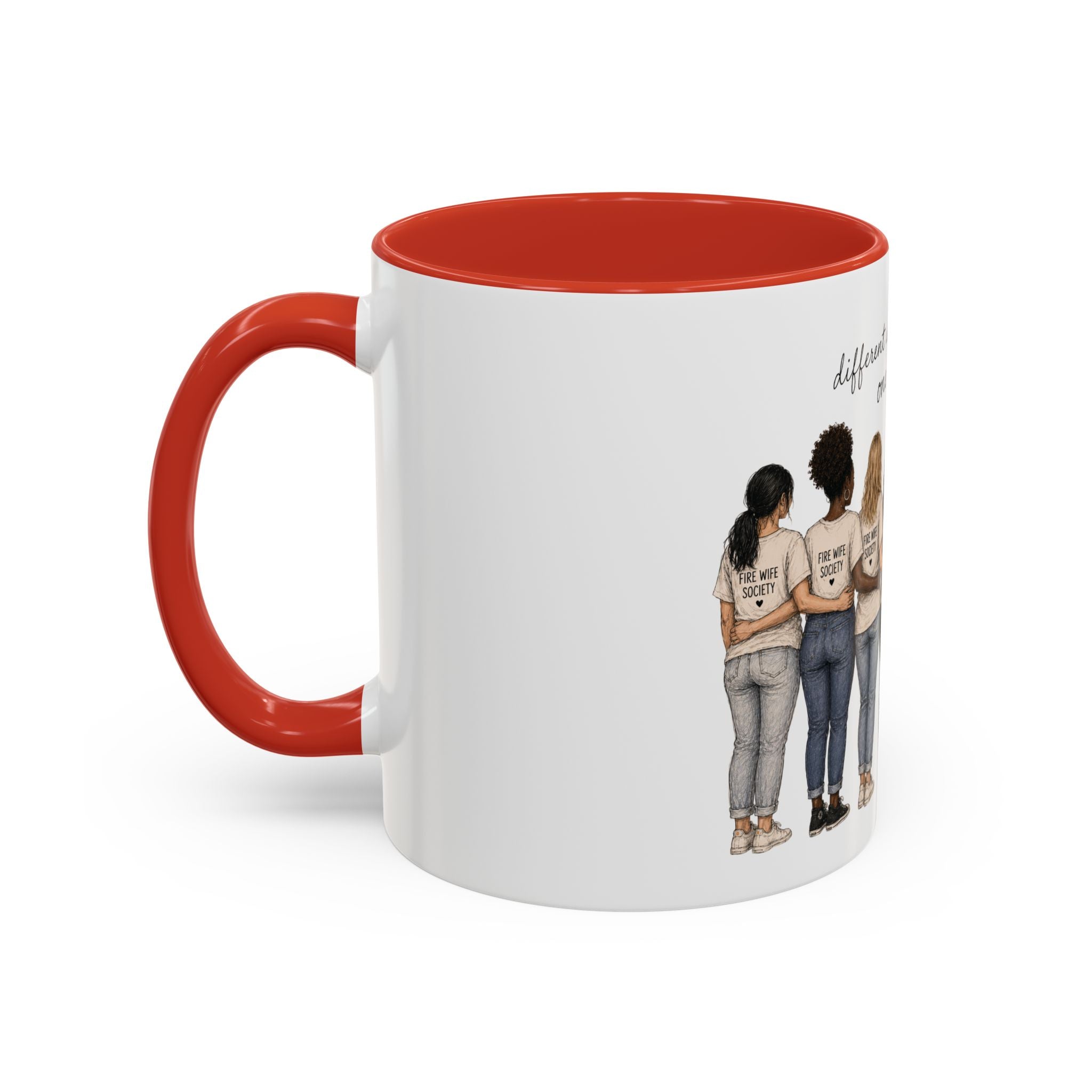 Accent Coffee Mug — "Different Stories, Same Love, One Mission" Women Unity Design (11/15oz)