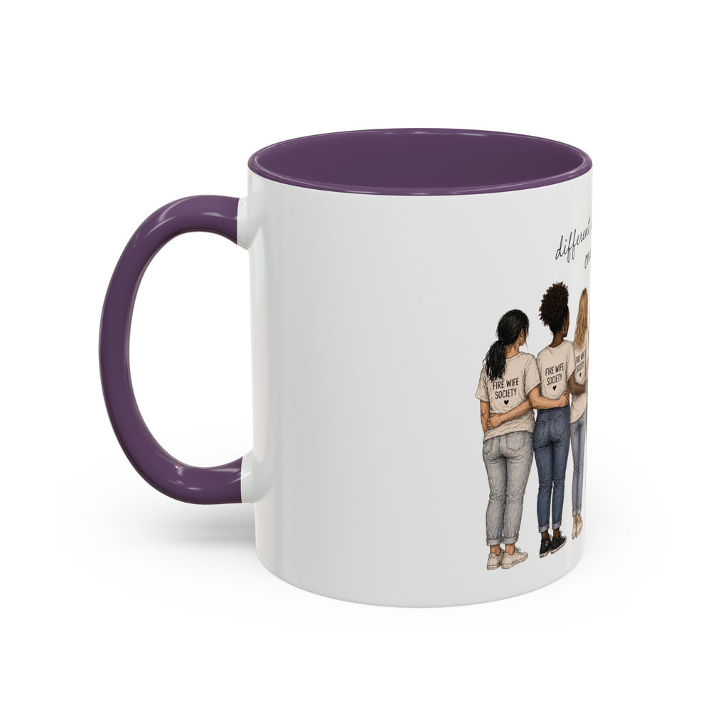 Accent Coffee Mug — "Different Stories, Same Love, One Mission" Women Unity Design (11/15oz)