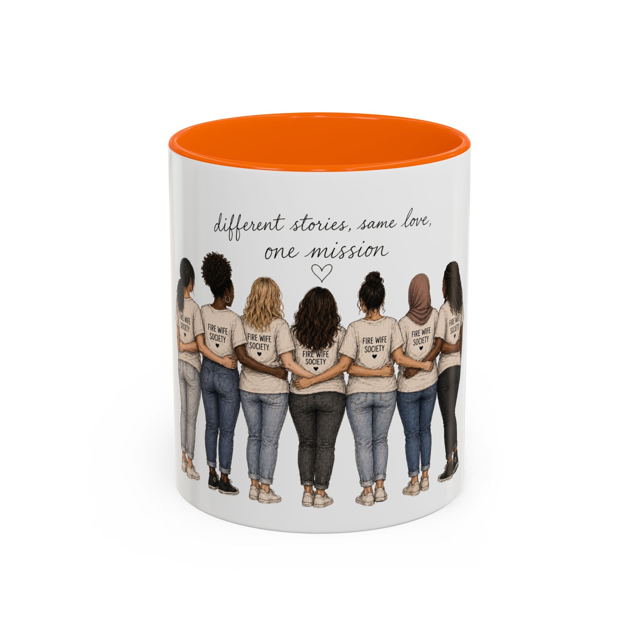 Accent Coffee Mug — "Different Stories, Same Love, One Mission" Women Unity Design (11/15oz)