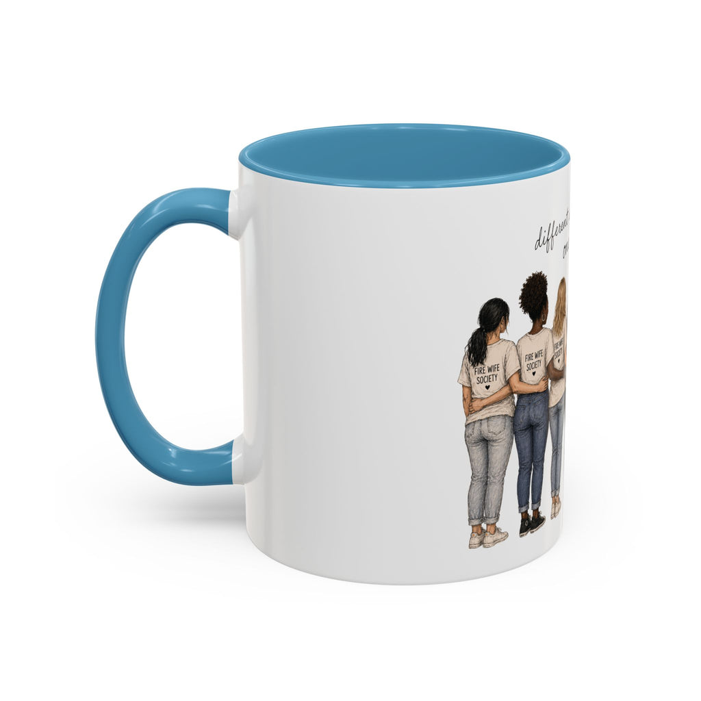 Accent Coffee Mug — "Different Stories, Same Love, One Mission" Women Unity Design (11/15oz)