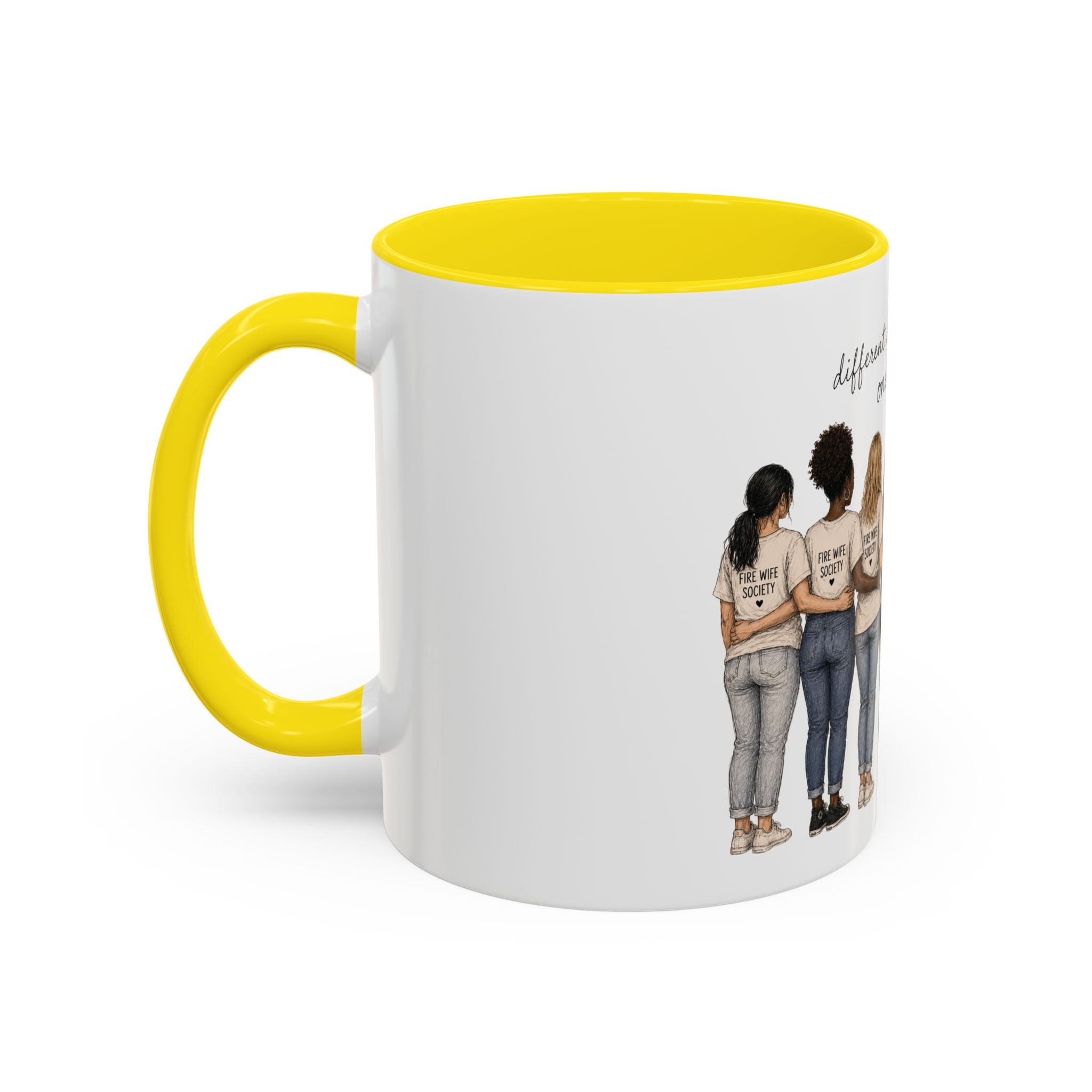 Accent Coffee Mug — "Different Stories, Same Love, One Mission" Women Unity Design (11/15oz)