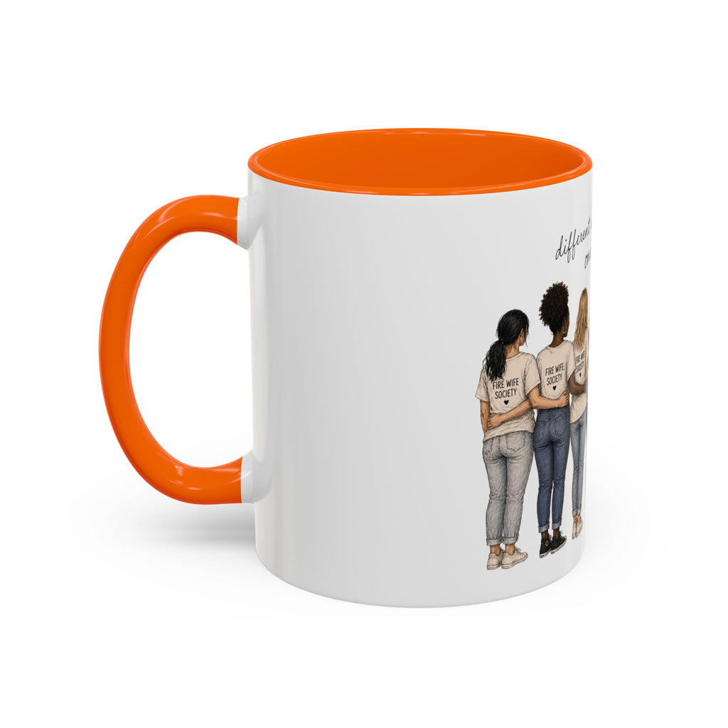 Accent Coffee Mug — "Different Stories, Same Love, One Mission" Women Unity Design (11/15oz)