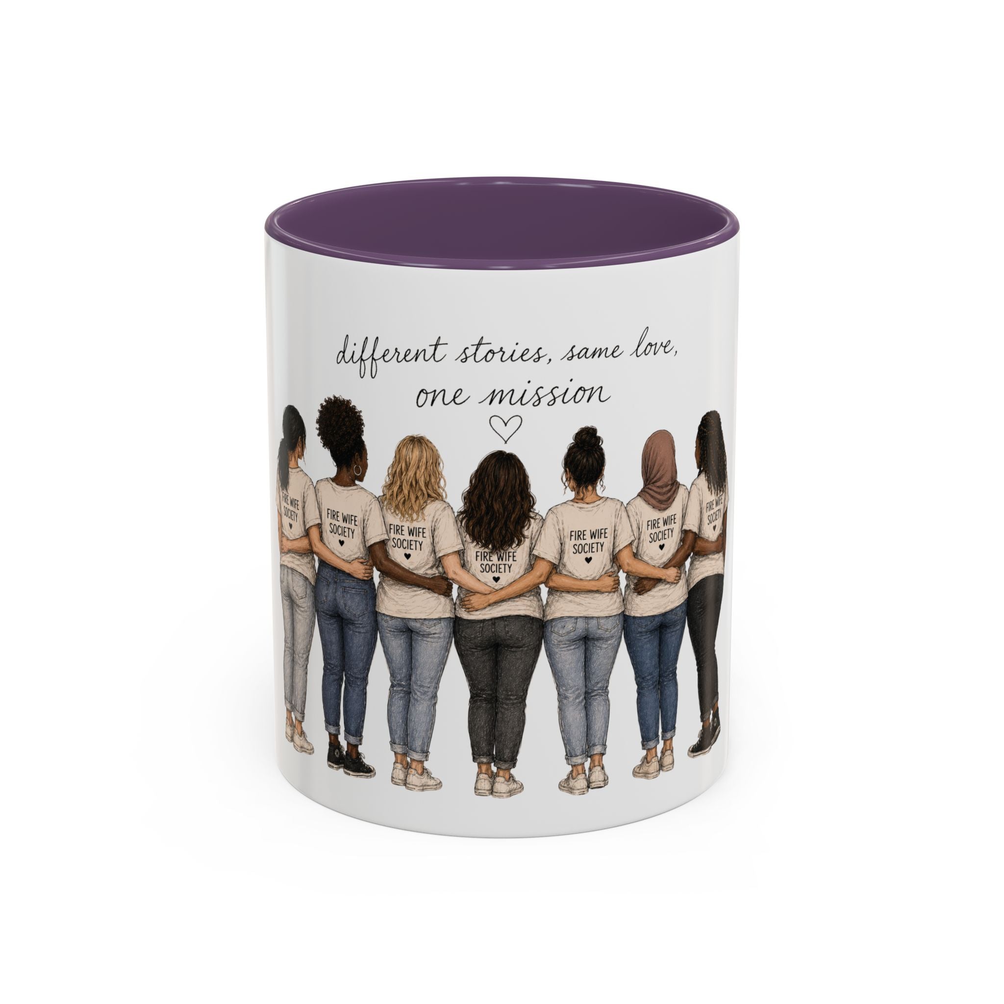 Accent Coffee Mug — "Different Stories, Same Love, One Mission" Women Unity Design (11/15oz)