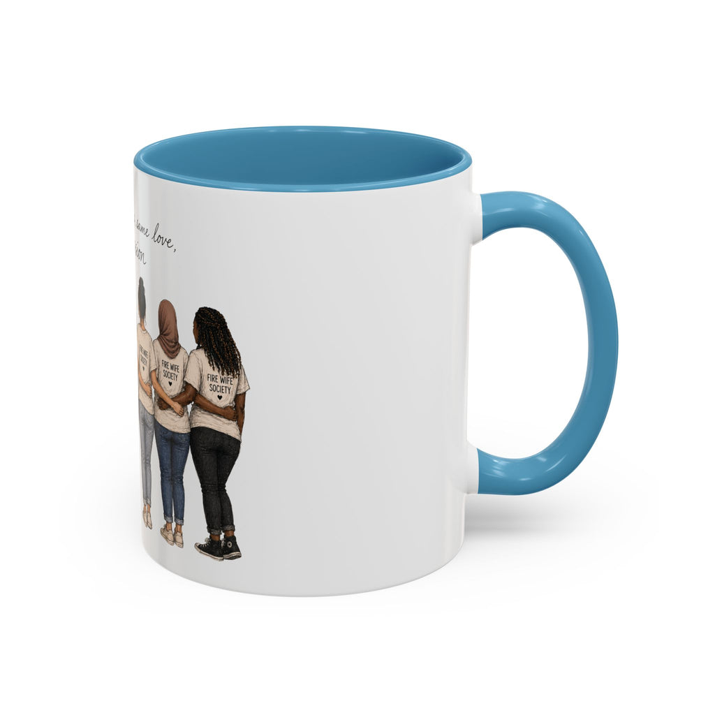 Accent Coffee Mug — "Different Stories, Same Love, One Mission" Women Unity Design (11/15oz)