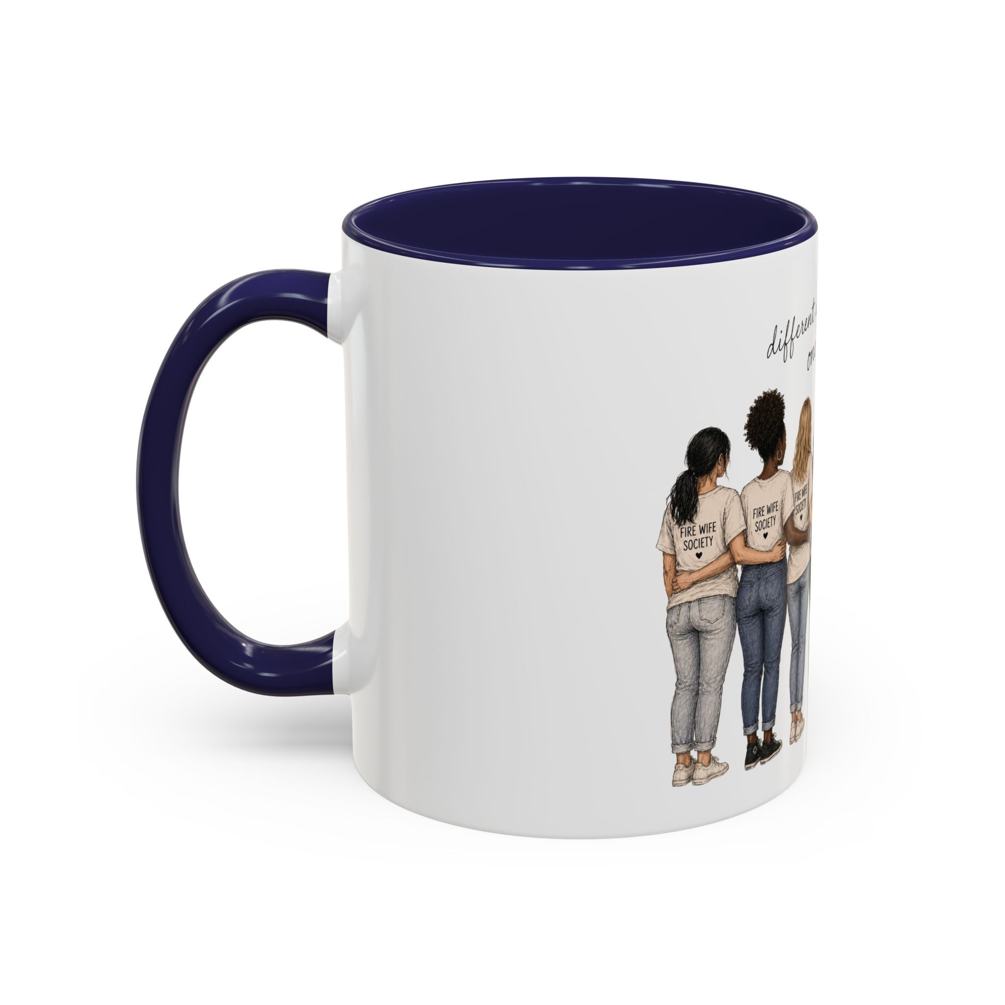 Accent Coffee Mug — "Different Stories, Same Love, One Mission" Women Unity Design (11/15oz)