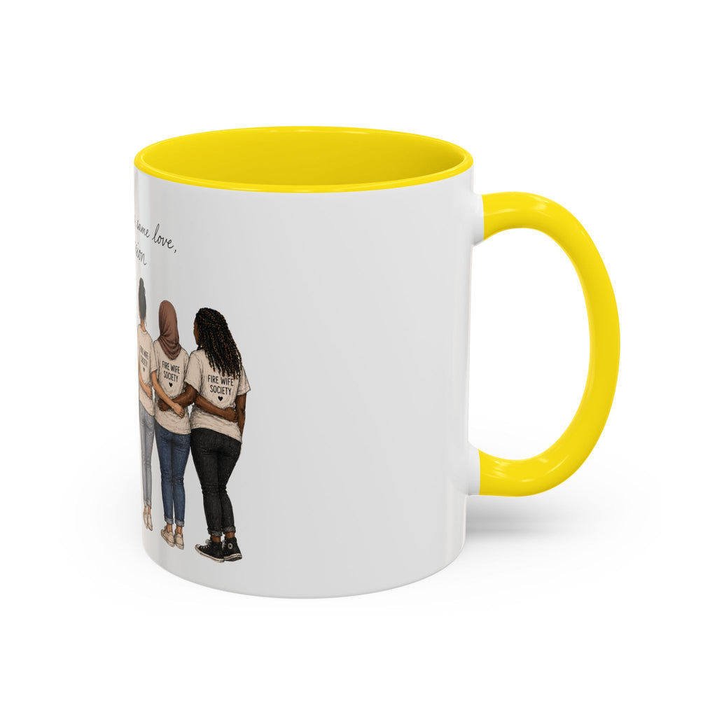 Accent Coffee Mug — "Different Stories, Same Love, One Mission" Women Unity Design (11/15oz)