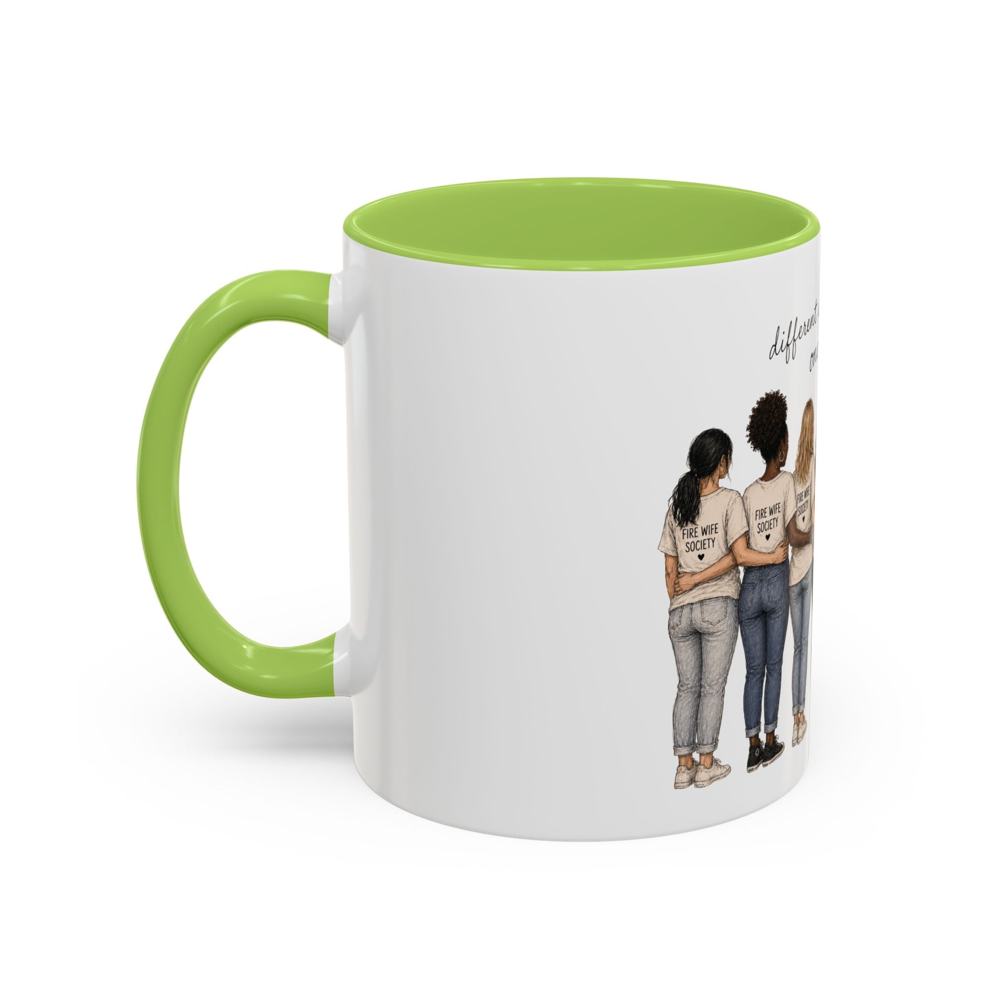 Accent Coffee Mug — "Different Stories, Same Love, One Mission" Women Unity Design (11/15oz)