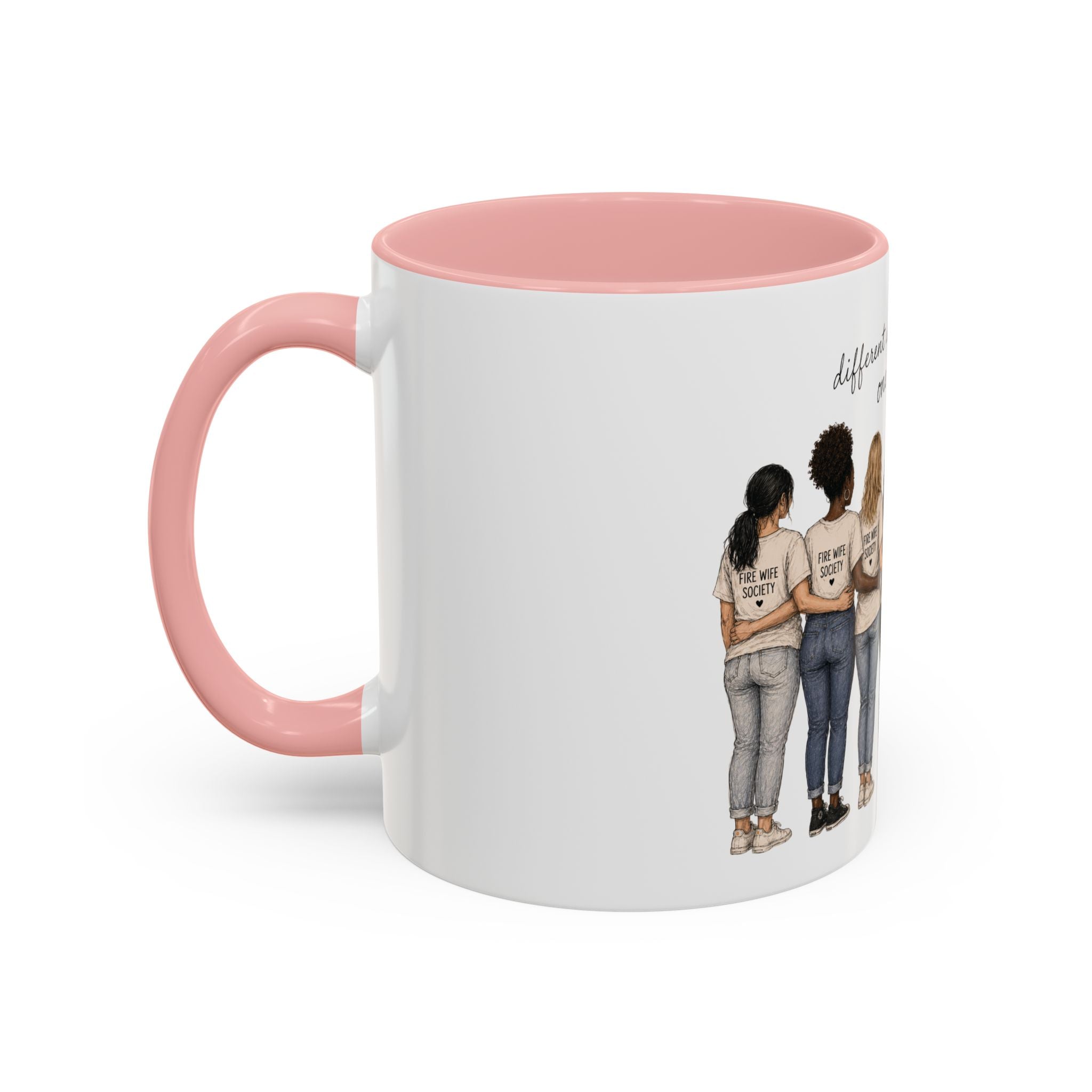 Accent Coffee Mug — "Different Stories, Same Love, One Mission" Women Unity Design (11/15oz)