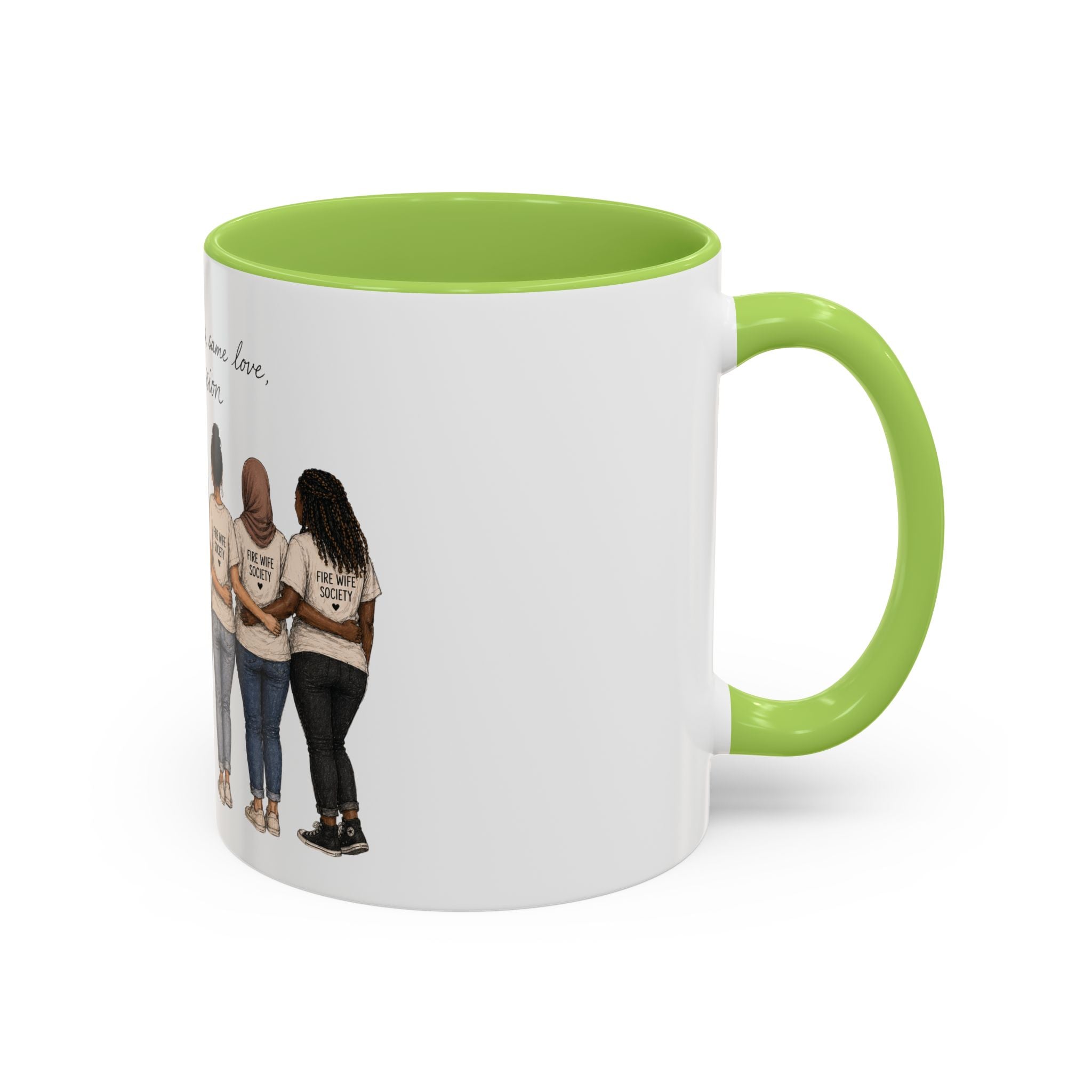 Accent Coffee Mug — "Different Stories, Same Love, One Mission" Women Unity Design (11/15oz)